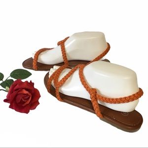 SANDALS FALLS CREEK SZ 9 ORANGE/RUST STRAP IN BACK